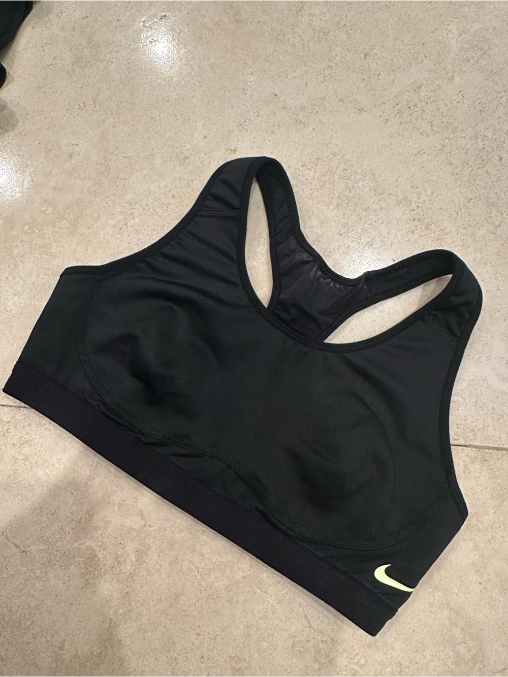 Nike Black Racerback Sports Bra with Lime Swoosh